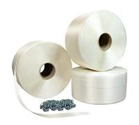 TECPLAST Pack 3 Feuillards de cerclage fil à fil PFF3 16 mm x 850 m + 500 Boucles OFFERTES - Feuillard textile Résistance 450kg