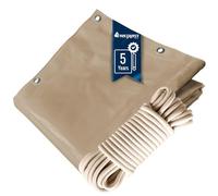 TECPLAST Pack Toile Pergola Beige foncé 3x4 m + Sandow Ivoire 20m - Bâche Pergola prête à Poser LP506PR Garantie 5 Ans