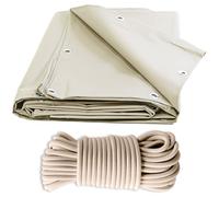 TECPLAST Pack Toile Pergola Ivoire 3x4 m + Sandow Ivoire 20m - Bâche Pergola prête à Poser XP640PR Garantie 10 Ans