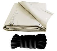 TECPLAST Pack Toile Pergola Ivoire 3x4 m + Sandow Noir 20m - Bâche Pergola prête à poser XP640PR Garantie 10 ans