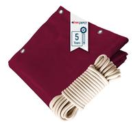 TECPLAST Pack Toile Pergola Rouge Bordeaux 3x4 m + Sandow Ivoire 20m - Bâche Pergola prête à poser LP506PR Garantie 5 ans