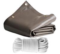 TECPLAST Pack Toile Pergola Taupe 3x4 m + Sandow Blanc 20m - Bâche Pergola prête à poser LP640PR Garantie 8 ans