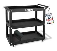 TECPO Chariot à outils avec 3 surfaces de chargement avec insert en mousse pour la protection, capacité de charge de 300 kg, chariot d'atelier avec barre perforée pour outils - Convient comme chariot