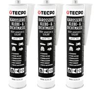 TECPO Colle et mastic d'étanchéité pour carrosserie, 3 x 370 g, blanc, adhésif, mastic sans silicone, élastique permanent, peut être peint