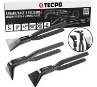 TECPO Pince à sertir, jeu de 3 pièces 0° 45° 90° - droite, coudée, isolée par immersion 280mm