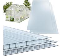 tectake® 10 Plaques alvéolaires Polycarbonate 4 mm Panneau alvéolaire Double de 121x60,5 cm Panneau pour Serre Antichoc et résistant aux UV Serre de jardin Abri de voiture Abri de jardin Pergola