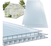 tectake® 14 Plaques alvéolaires Polycarbonate 4 mm Panneau alvéolaire Double de 121x60,5 cm Panneau pour Serre Antichoc et résistant aux UV idéal Serre de jardin Abri de voiture Abri de jardin Pergola
