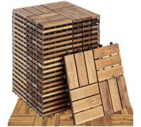 tectake® 20 Dalles clipsables exterieur 31x31 cm, Caillebotis exterieur Dalle Bois d'acacia, Surface couverte 1.922 m², Résistant intempéries, Revêtement de sol extérieur Terrasse Balcon Veranda Spa
