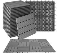 tectake® 22 Dalles clipsables exterieur 31 x 31 cm, Caillebotis exterieur aspect Bois Dalle WPC, Surface couverte 2.1142 m², Résistant intempéries, Revêtement sol extérieur Terrasse, Balcon, Veranda