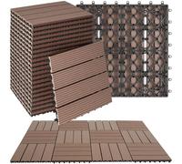 tectake® 22 Dalles clipsables exterieur 31 x 31 cm, Caillebotis exterieur aspect Bois Dalle WPC, Surface couverte 2.1142 m², Résistant intempéries, Revêtement sol extérieur Terrasse, Balcon, Veranda