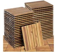 tectake® 40 Dalles clipsables exterieur 31x31 cm, Caillebotis exterieur Dalle Bois d'acacia, Surface couverte 3.844 m², Résistant intempéries, Revêtement de sol extérieur Terrasse Balcon Veranda Spa