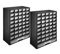 tectake 403515 - 2x Boîte à Outils de Rangement avec 41 Tiroirs, Armoire à Outils en Plastique, Armoire de Rangement, noir
