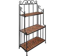 tectake 800572 - Étagère en Métal Mosaïque, 3 Planches en Mosaïque de Pierre, Cadre métallique galbé - diverses Couleurs au Choix (Terre | No. 402770)