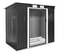 tectake® Abri de Jardin en métal Cabane de Jardin à Outils en Métal Monopente avec Fondation pour Rangement et Stockage extérieurs Moto, Vélo, Tondeuse, Brouette, Outils de Jardinage 213x130x173 cm