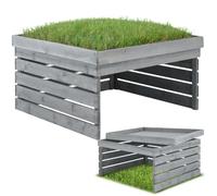 tectake® Abri garage 84x78x46 cm pour Robot tondeuse sans fil périphérique en bois avec Toit végétal bac à plantes bac à fleurs, Rangement jardin pour tondeuse gazon, Résistant aux intempéries & UV
