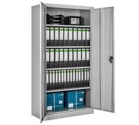tectake Armoire de Bureau métallique 80 x 40 x 180 cm avec Serrure Rangement Bureau avec 5 Compartiments pour Classeur Rangement Documents Industriel Meuble 2 Portes, 4 Étagères Réglables en Hauteur