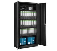 tectake Armoire de Bureau métallique 90 x 40 x 180 cm avec Serrure avec 5 Compartiments pour Classeur Rangement Documents Industriel Meuble 2 Portes, 4 Étagères Réglables en Hauteur