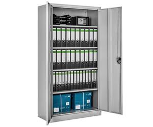 tectake Armoire de Bureau métallique 90 x 40 x 180 cm avec Serrure Rangement Bureau avec 5 Compartiments pour Classeur Rangement Documents Industriel Meuble 2 Portes, 4 Étagères Réglables en Hauteur