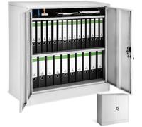 tectake® Armoire de Bureau métallique 90x40x90cm avec Serrure Rangement Bureau avec 3 Compartiments pour Classeur Rangement Documents Industriel Meuble 2 Portes, 2 Étagères Réglables en Hauteur