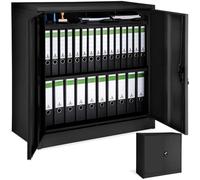 tectake® Armoire de Bureau métallique 90x40x90cm avec Serrure Rangement Bureau avec 3 Compartiments pour Classeur Rangement Documents Industriel Meuble 2 Portes, 2 Étagères Réglables en Hauteur