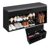 tectake Banc Chaussures Meuble de Rangement Moderne pour Max. 9 Paires, 104x30x49 cm, Rangement Chaussures Gain de Place Ideal Entree, Chambre, Dressing