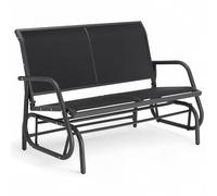 tectake® Banc de Jardin à Bascule 2 Places Solide en Acier lâqué époxy Noir, Balancelle Banquette de Jardin Résistant aux intempéries, Mobilier Amenagement Balcon Terrasse Veranda Pergola