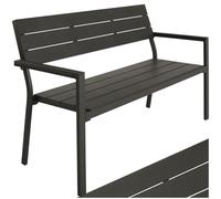 tectake® Banc de Jardin Solide en Aluminium et Polystyrène Effet Bois, Banquette de Jardin Banc Résistant aux intempéries, Mobilier pour Amenagement Balcon Terrasse Veranda Pergola