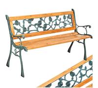 tectake® Banc de Jardin Solide en Bois Naturel laqué et Fer Forgé, Banquette de Jardin Résistant aux intempéries, Mobilier pour Amenagement Balcon Terrasse Veranda Pergola