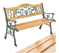 tectake® Banc de Jardin Solide en Bois Naturel laqué et Fer Forgé, Banquette de Jardin Résistant aux intempéries, Mobilier de Jardin pour Amenagement Balcon Terrasse Veranda Pergola
