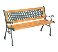 tectake® Banc de Jardin Solide en Bois Naturel laqué et Fer Forgé, Banquette de Jardin Résistant aux intempéries, Mobilier pour Amenagement Balcon Terrasse Veranda Pergola