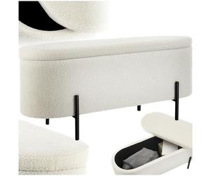 tectake® Banc de Rangement Bout de lit Coffre Bouclette Banc Entree Pouf Chambre Dressing Chambre Adulte Repose Pied Tabouret Coiffeuse Meuble Salon Maison Cosy Coffre a Jouet Meuble Rangement Enfant