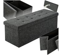 tectake® Banc de Rangement Pliable Bout de lit 110x38x38cm Banc Entree Pouf Chambre Dressing Chambre Adulte Repose Pied Tabouret Coiffeuse Meuble Salon Maison Coffre a Jouet Meuble Rangement Enfant