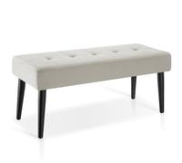 tectake® Banc rembourré 95 x 38 x 45 cm, Motif matelassé, Charge Max. 220 kg, Banquette au Montage Rapide et Facile d’Entretien, Bout de lit, Meuble Salon Chambre Entrée Dressing - Velours Taupe