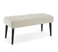 tectake® Banc rembourré 95 x 38 x 45 cm, Motif matelassé, Charge Max. 220 kg, Banquette au Montage Rapide et Facile d’Entretien, Bout de lit, Meuble Salon Chambre Entrée Dressing - Bou rème