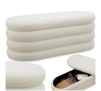 tectake® Banc rembourré avec Rangement, 110 x 45 x 42 cm, Max. 150 kg, Banc de Rangement, Bout de lit Coffre, Coffre avec Couvercle, Meuble Salon, Entrée, Chambre, Dressing - Bou rème