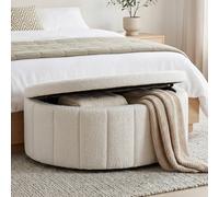 tectake® Banquette rembourrée 108 x 48 x 38,5 cm, Banc Coffre avec Grand Espace de Rangement, Capacité de Charge 150 kg, Banquette, Assise Confortable, Meuble Rangement Chambre, Salon - Bouclé Crème