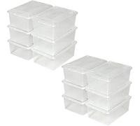 Lot de 12 boîtes de rangement pratiques et polyvalentes pour chaussures avec couvercle blanc transparent