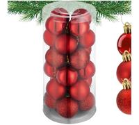 tectake® Boules de noël Rouges, 24 pièces, 3 Design, Boule de Noel env. Ø4 cm, Surface Mate, Brillante ou pailletée, Boules Rouges et Ficelles dorées, Décoration Noël Sapin, Déco Sapin de Noel