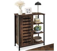tectake® Buffet 71 x 32 x 82 cm, Rangement Cuisine, 3 Compartiments Ouverts et 3 fermés, Meuble de Cuisine, Vaisselier, Bahut, Buffet Salle a Manger, Meuble de Rangement Style Industriel, Bois foncé