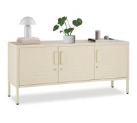 tectake® Buffet métallique 120x37,5x55,5 cm, Meuble de rangement Style industriel, 3 portes à fermeture magnétique et 3 jeux de clés, Etageres ajustables, Meuble tv, Buffet Salle a manger Salon Bureau