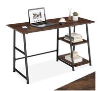tectake® Bureau 120 x 50 x 73,5 cm, 2 étagères de Rangement intégrées, Table de Bureau, Style Industriel Bureaux Ordinateur Meuble pc Table de Travail Meuble Ordinateur Desk Teletravail, Bois foncé
