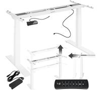 tectake® Bureau Assis Debout Pied Réglable en Hauteur Electrique Bureau Ergonomique 110-190x68x58-123cm en Acier avec Fonction Mémoire 3 Positions, Charge Max. 125 Kg - Blanc