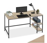 tectake® Bureau avec 2 étagères intégrées, 120 x 60 x 75,5 cm, Table de Bureau Style Industriel, Bureaux Ordinateur Meuble pc Table de Travail Meuble Ordinateur Desk Teletravail, Bois Clair