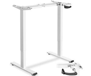 tectake® Cadre de Bureau réglable, Manivelle, Largeur Variable, Max. 70 kg | 84-129 x 60 x 71-121 cm, Ajustement continu avec Mécanisme manuel, Acier époxy robuste, Installation rapide, blanc