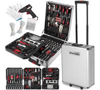 tectake® Caisse à outils sur roulettes Boîte à outils en Aluminium 799 Pièces 3 Compartiments, Rangement atelier Outillage à main Bricolage Embout visseuse Kit tournevis Rangement visserie