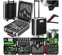 tectake Caisse à outils sur roulettes Servante d'atelier complète avec outils 1200 pièces - Rangement atelier Outillage à main Bricolage Embout visseuse Kit tournevis