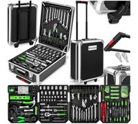 Coffre à outils à roulettes en aluminium, 1 200 pièces - noir