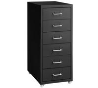Desserte de bureau - TECTAKE - Caisson à roulettes avec 6 tiroirs en acier et inserts à étiquettes, 41 x 28 x 69 cm - Noir