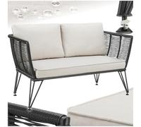 tectake® Canapé 2 Places Salon de Jardin Exterieur en Résine tréssée Salon Exterieur, Banquette de Jardin Coussins Inclus, Amenagement Balcon Terrasse Veranda Patio Maison