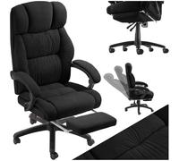 tectake® Chaise de Bureau Ergonomique avec Repose-Pieds, Fauteuil de Bureau Rembourrage épais et Revêtement en Velours, Chaise Ergonomique pivotante à 360°, Office Chair Fauteuil Gaming Siege, Noir